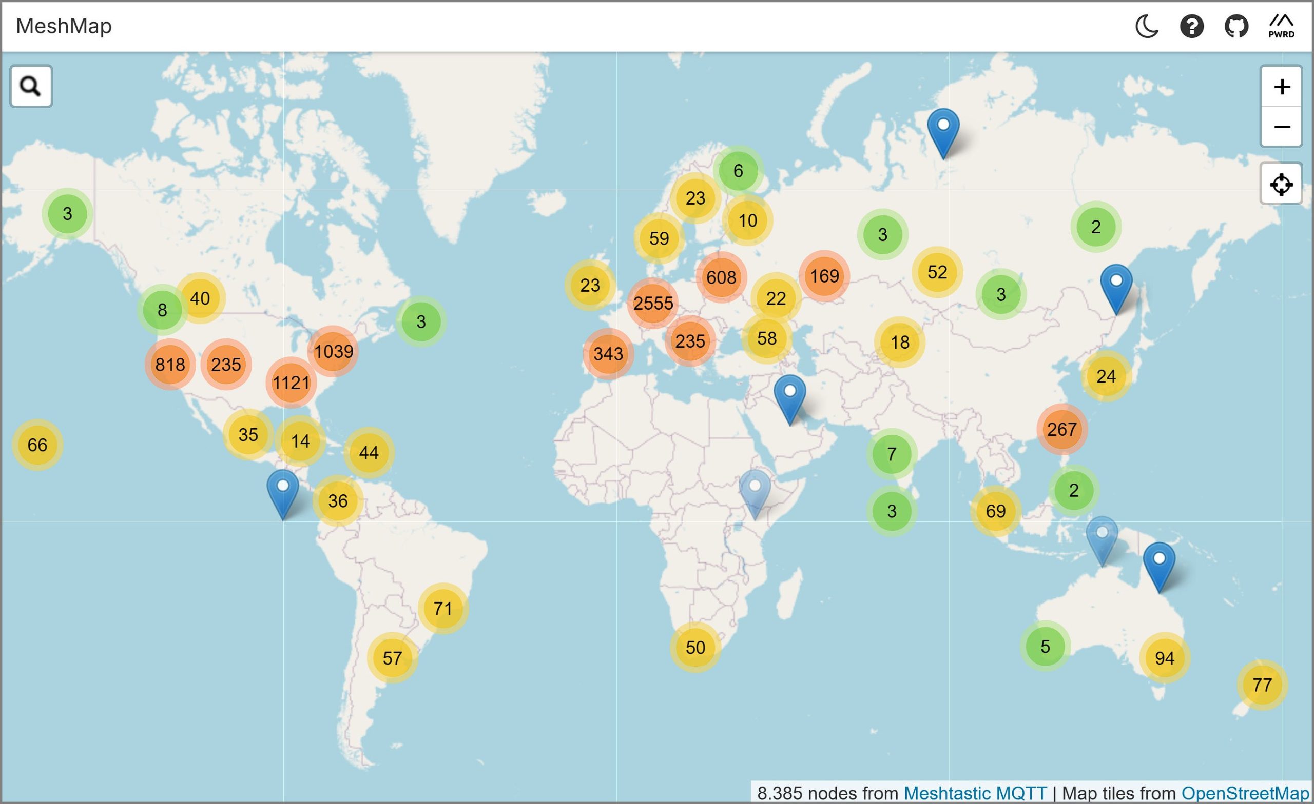 Meshtastic Users World Map November 2025