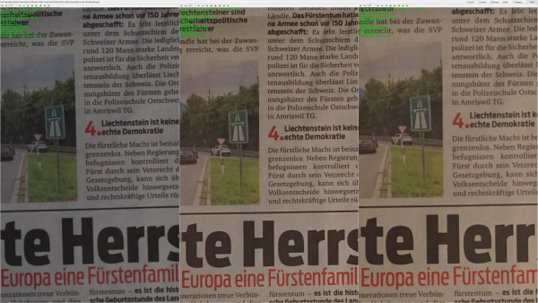 Sony FE 24-240 lens at 180mm (left), Carl Zeiss Olympia Sonnar T* 180mm f2.8 West Germany (middle) and Carl Zeiss Jena Olympia Sonnar 180mm f2.8 East Germany (right), click on photo to enlarge