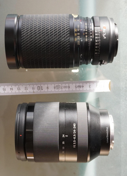 Tokina SZ-X 28-200mm made in 1987 vs. Sony FE 24-240mm f3.5-f6.3 modern superzoom